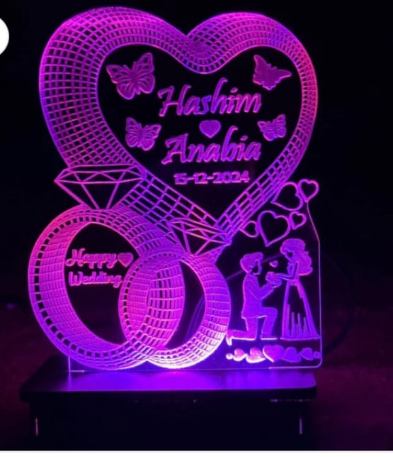 Couple Diamond Ring 3d Customized illusion lamp 01