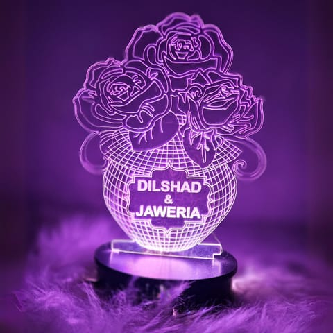 Rose in Vase Customised Illusion Lamp