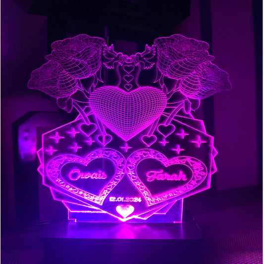 4 Rose Customised Illusion Lamp
