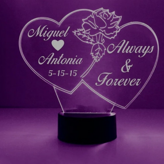 2 Hearts Customised Illusion Lamp