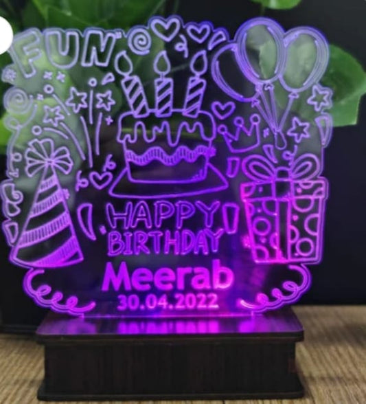 Happy Birthday 3d Customized illusion Lamp