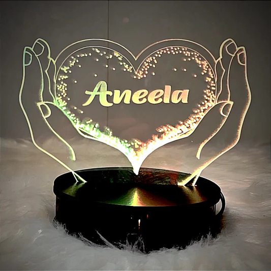 Heart In Hand Customised 3D illusion Lamp