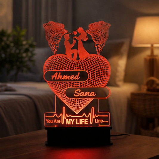 2 Rose Heart Customized Illusion Lamp