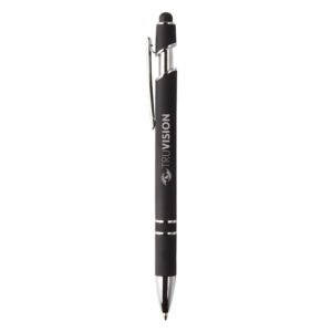 Velvet Texture Metallic Pen With Stylus - With Your Business Name