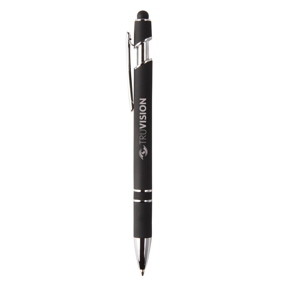 Velvet Texture Metallic Pen With Stylus - With Your Business Name