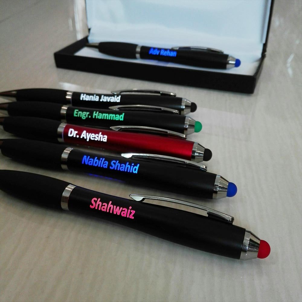 Colored Backlit Name Stylus Pen